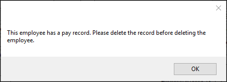 Delete employee warning pop up Delete employee warning pop up